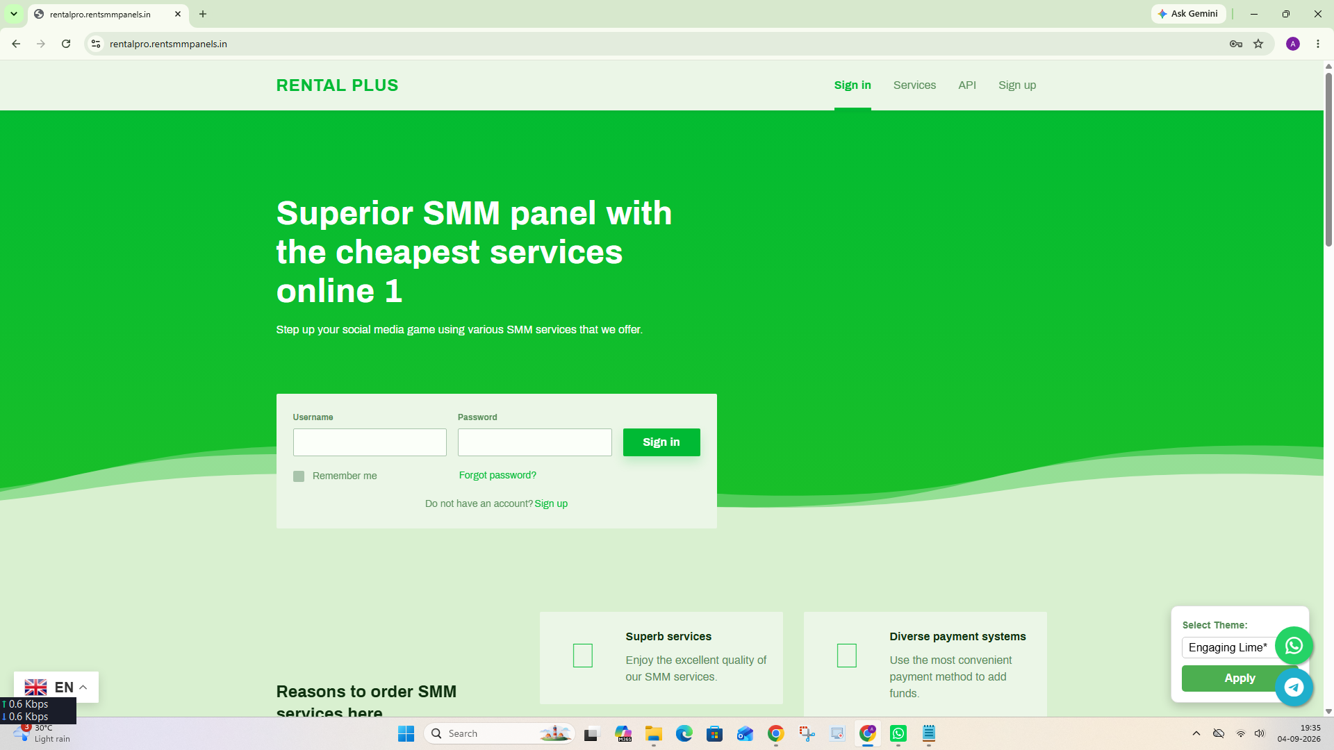Engaging Lime theme preview